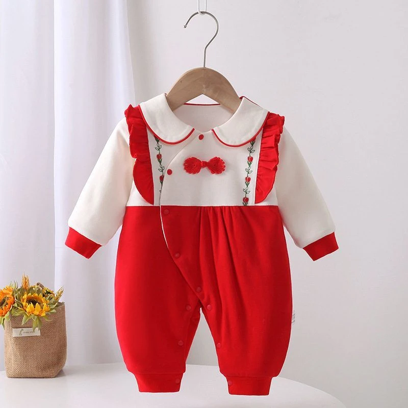 婴儿连体衣哈衣无骨男女宝宝春秋款薄棉卡通蝴蝶衣A类保暖爬服