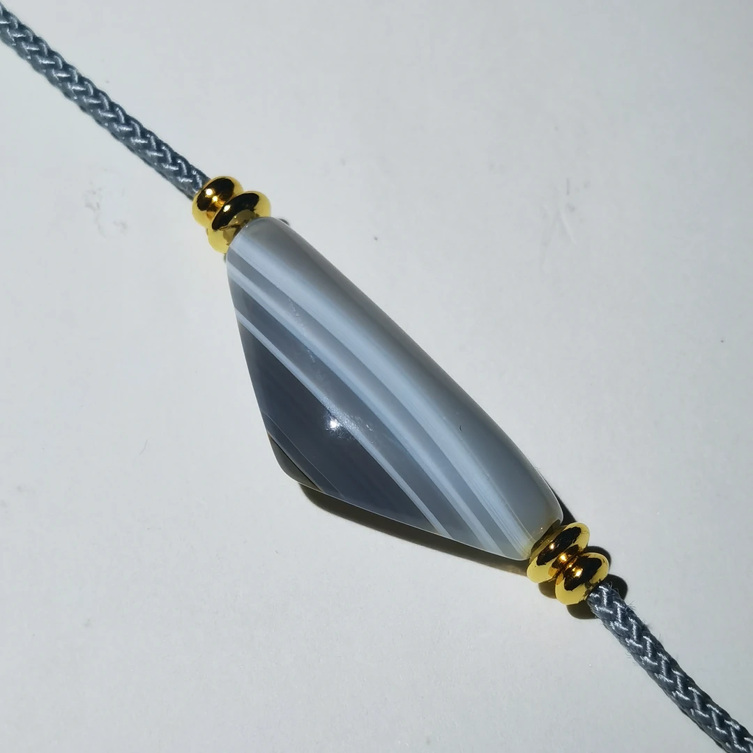 《木土堂》天然缠丝玛瑙角珠锁骨链项链吊坠男女同款古朴大气