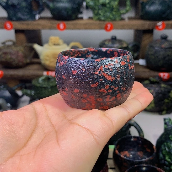 梅花石安山玉茶杯50cc微瑕