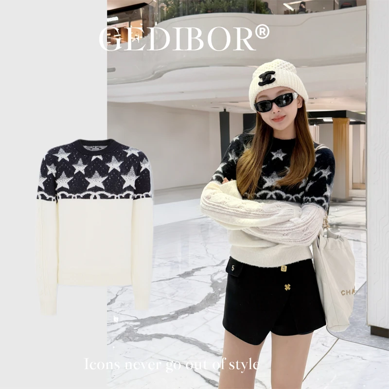 【GEDIBOR】“都柏林”小香风五角星刺绣时尚高级针织上衣