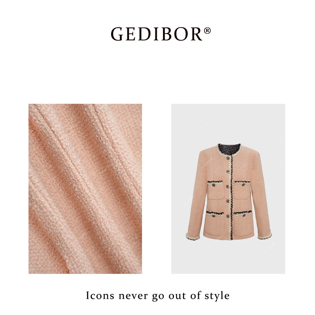 【GEDIBOR】“钉珠小香”精仿羊毛珍珠经典高级小香风外套上衣