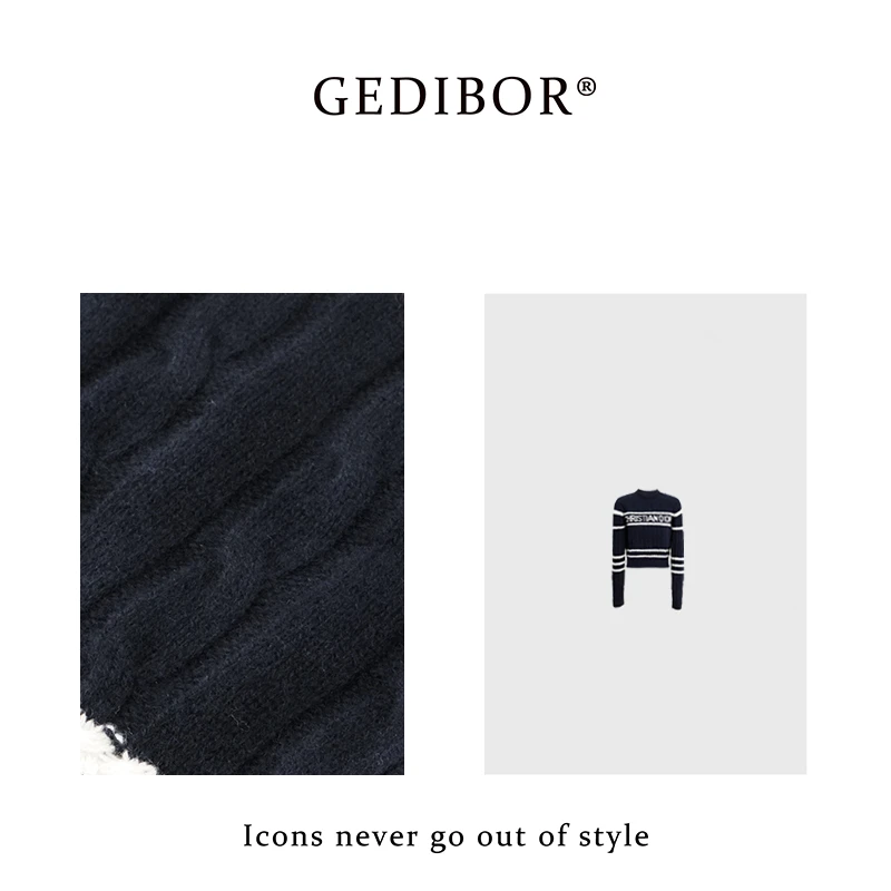【GEDIBOR】“克里斯汀”重工绞花工艺时尚气质休闲字母针织上衣