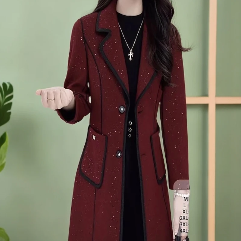 高端正反穿气质风衣外套女2024秋装新款洋气妈妈中长款西装领大衣