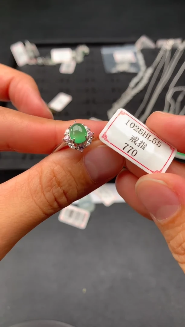 【闪购商品】翡翠戒指银S925镶嵌1025HL55