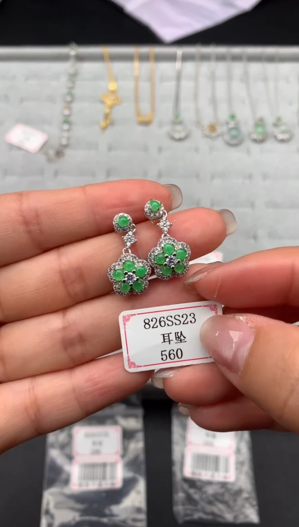 【闪购商品】翡翠耳饰银S925镶嵌826SS23