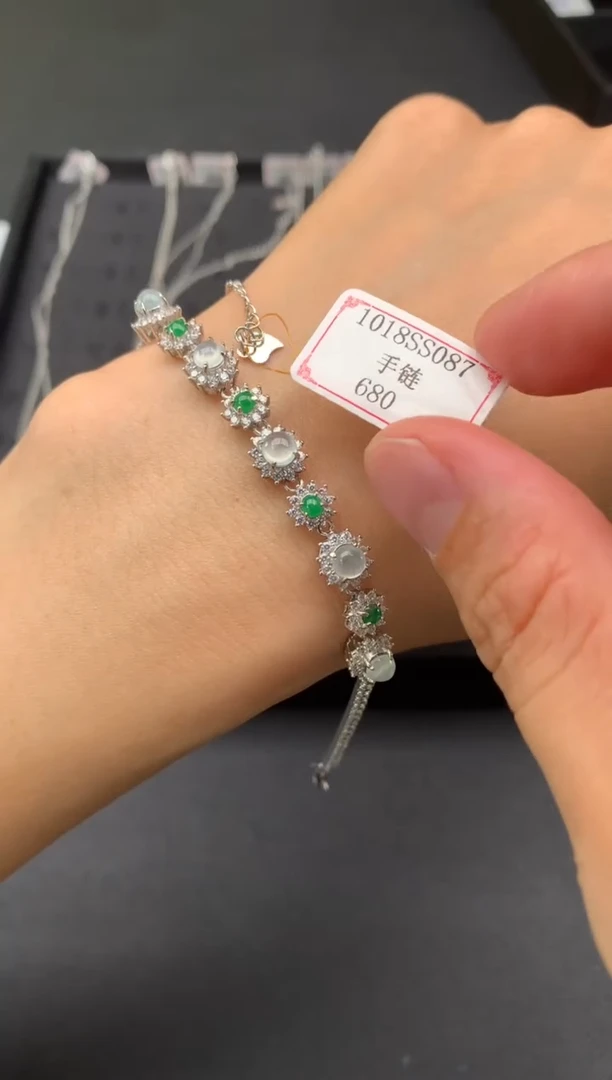 【闪购商品】翡翠手链银S925镶嵌1018SS087