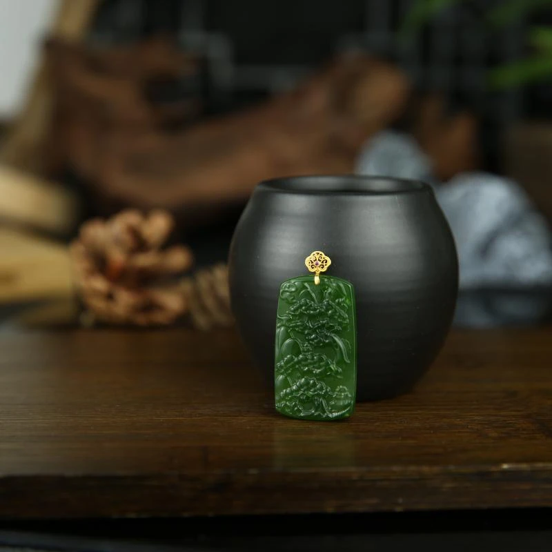 【双十一收官】18K和田碧玉七号矿无事牌吊坠（发一件）