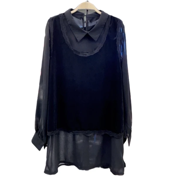 大码雪纺拼接打底衫加肥加大码