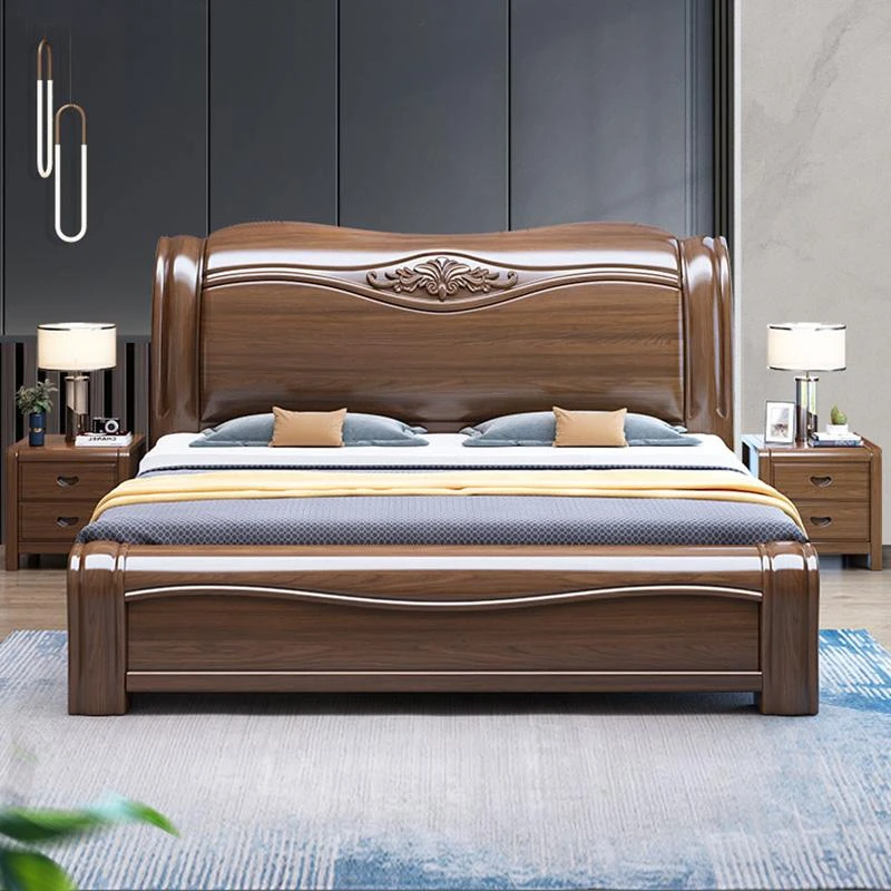 紫金檀1.8米双人床现代简约中式主卧家具2米储物大床婚床