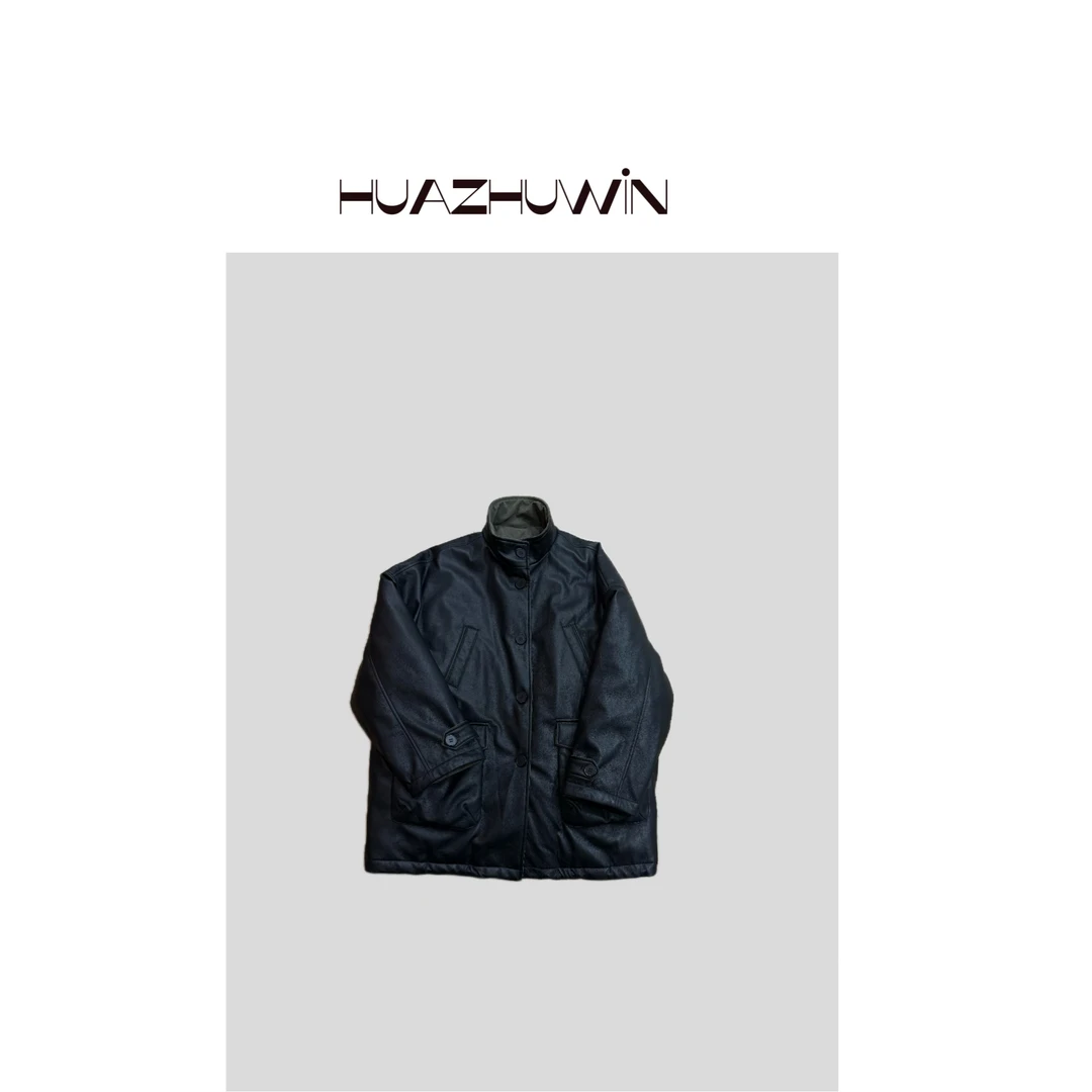 HZ-定制款灯芯绒拼接加厚皮衣羽绒服外套