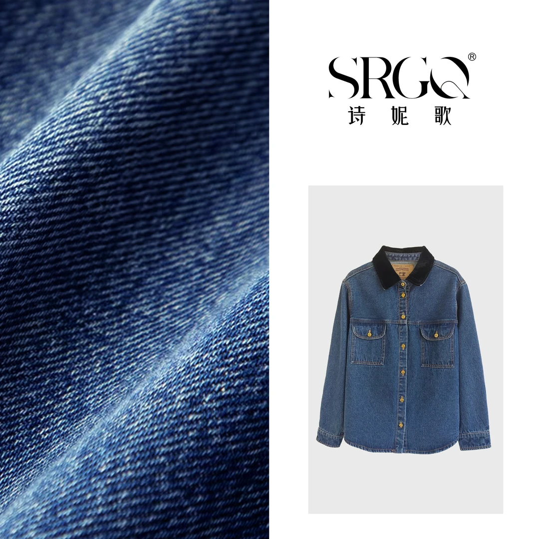 诗妮歌原生美感~减龄女式休闲百搭宽松休闲牛仔外套翻领