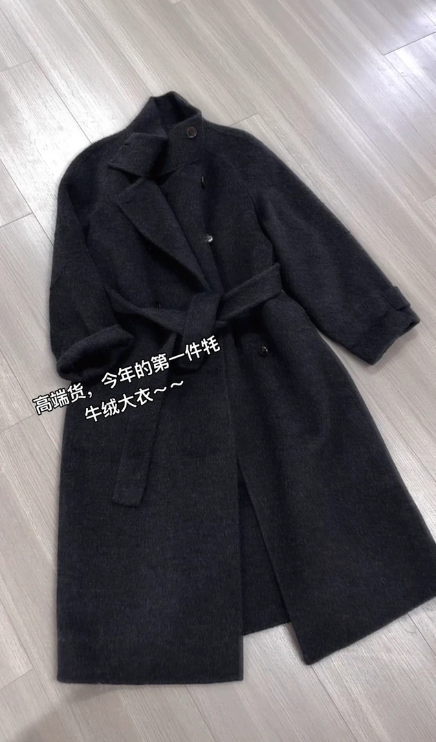 米蓝家名殿高端牦牛绒长款高级灰大衣24078～门店1580