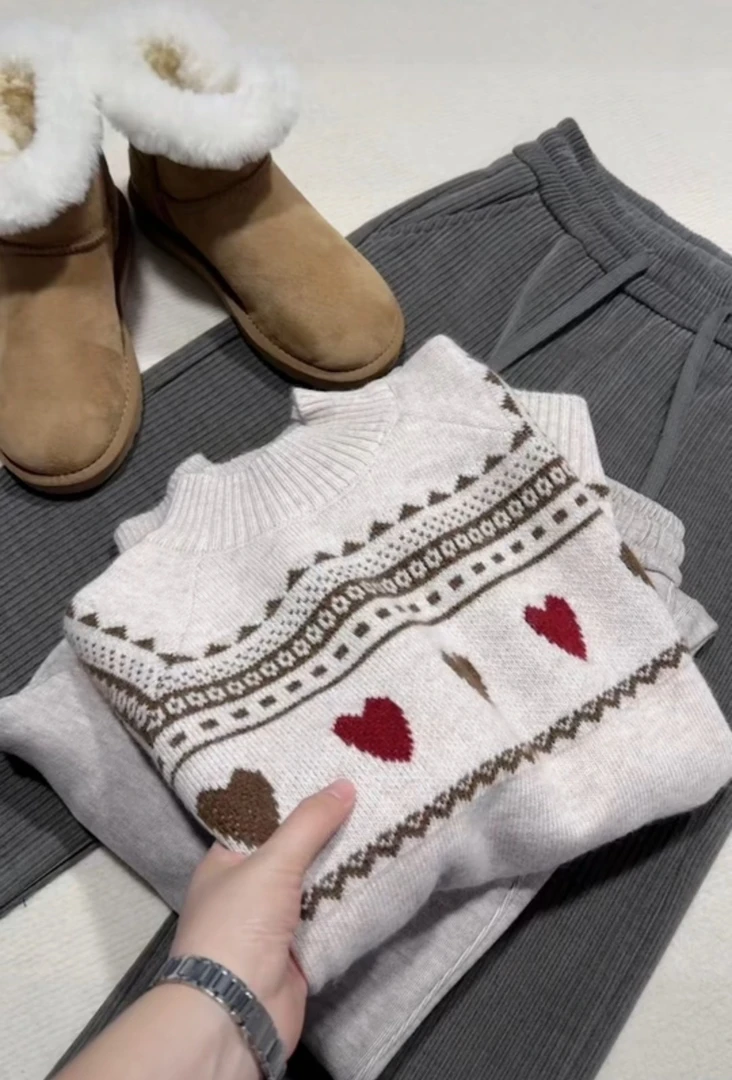 米蓝家爱心提花毛衣309