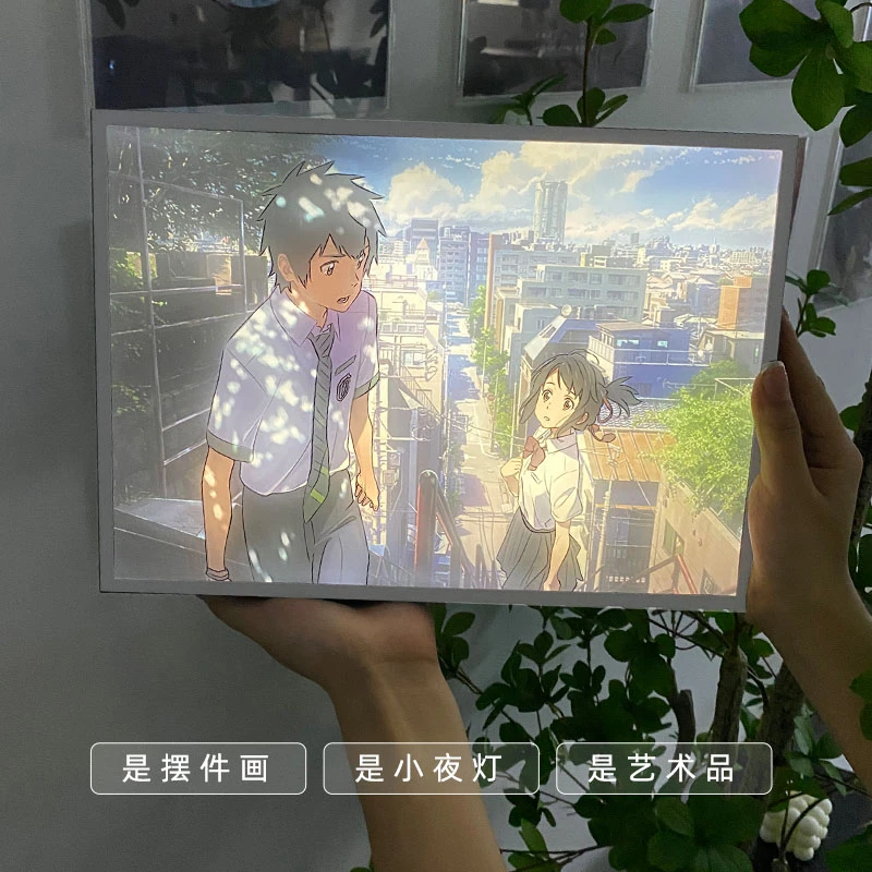 创意卡通动漫灯光画节日礼物小夜灯氛围灯卧室床头灯桌面摆件充电