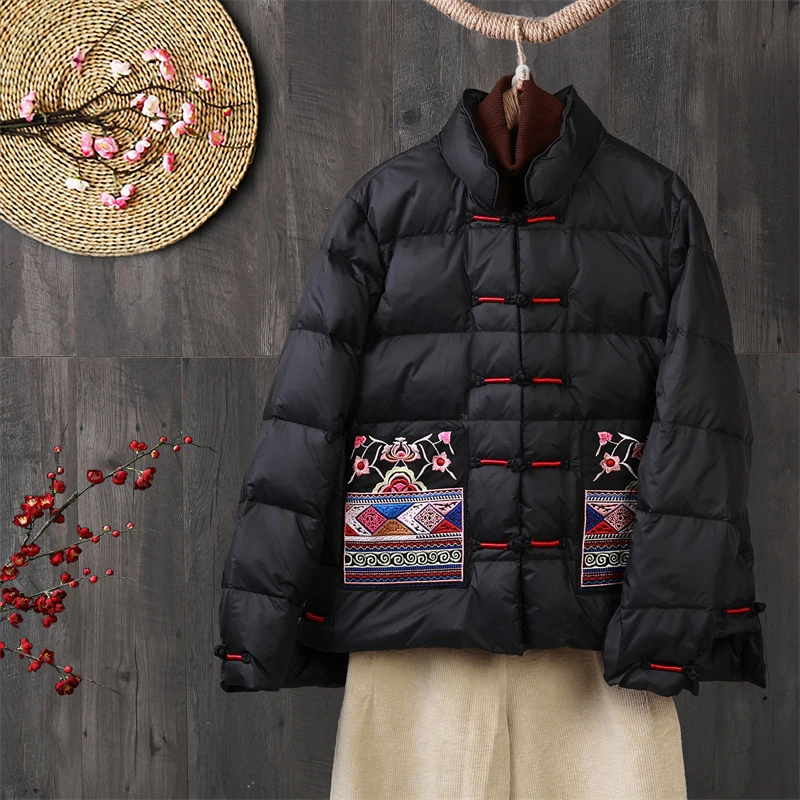 中式国风短款中年妈妈羽绒服女2025冬季新款中老年洋气外套40岁50