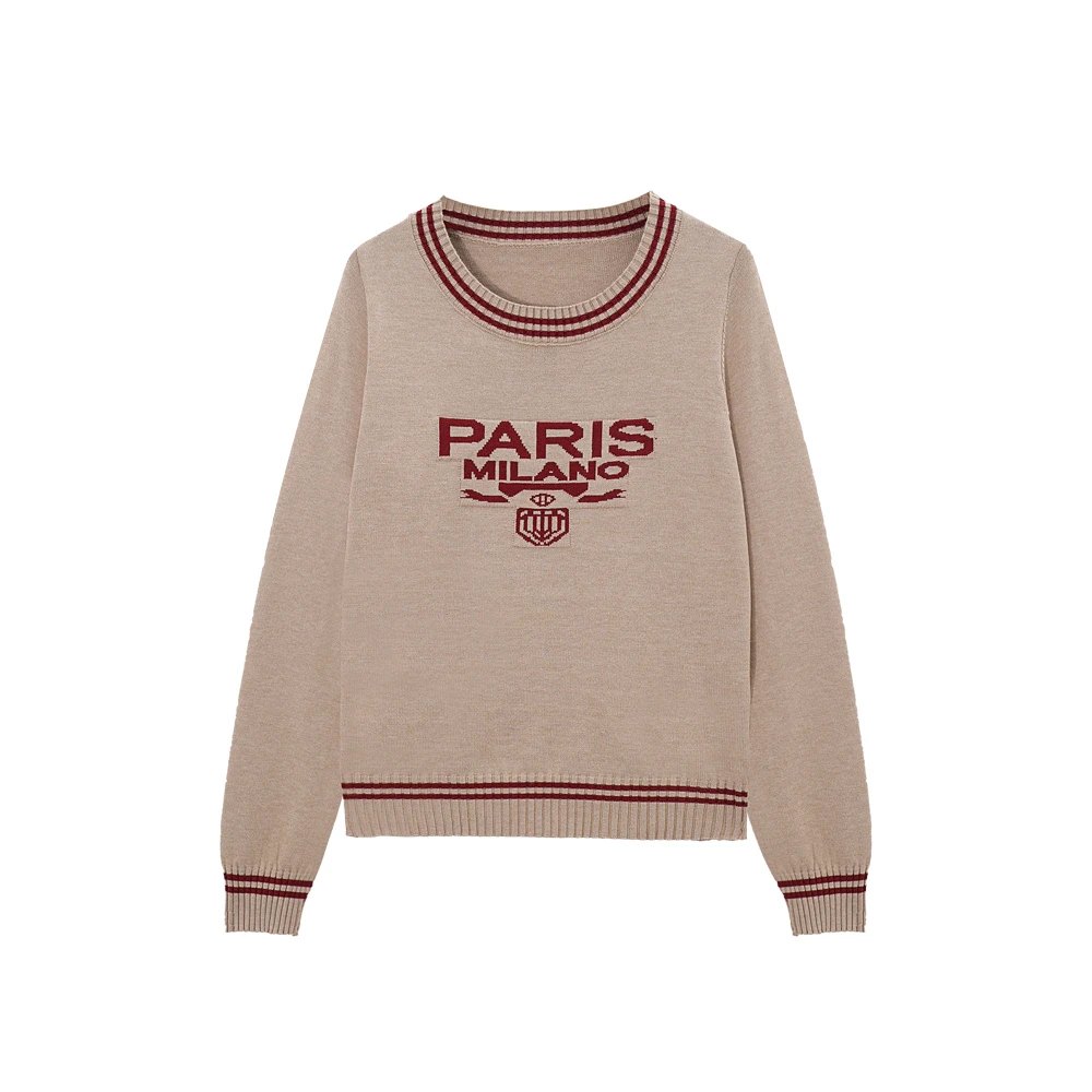 T 70055：秋季新款长袖针织衫圆领慵懒风设计感套头上衣