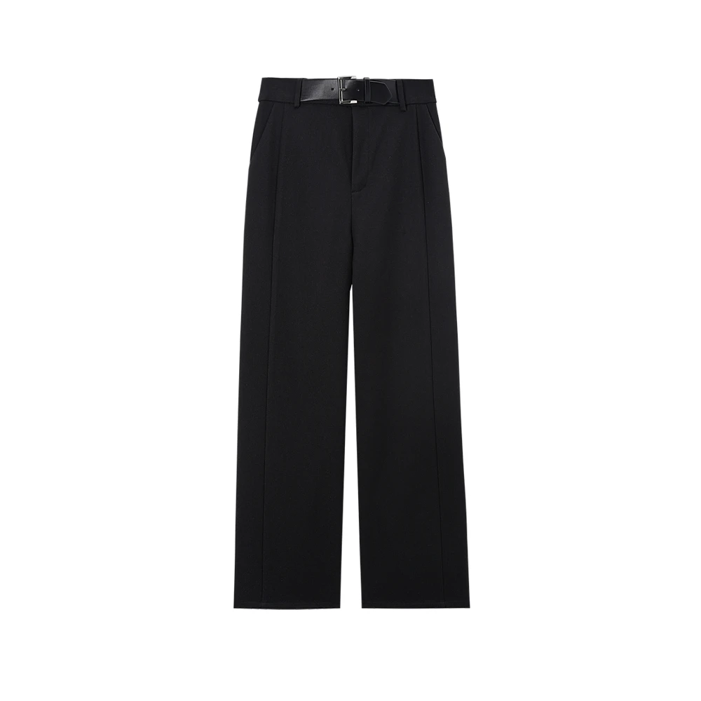 D10252 新款百搭休闲裤带腰带纯色简约阔腿直筒裤