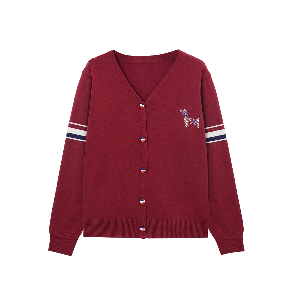 【bobo专属】6589:三色小狗刺绣韩版时尚针织开衫女时尚气质上衣