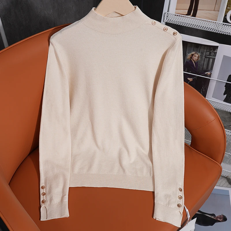 【小西专属】70003-CK半高领纯色长袖针织衫2024秋装百搭洋气上衣ZS