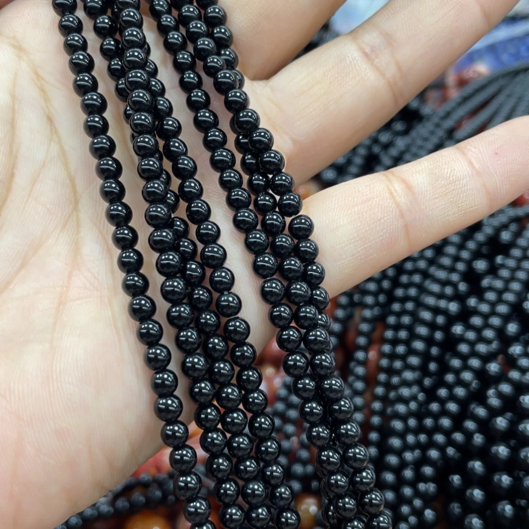 长石玉珠宝半成品合金黑马4mm
