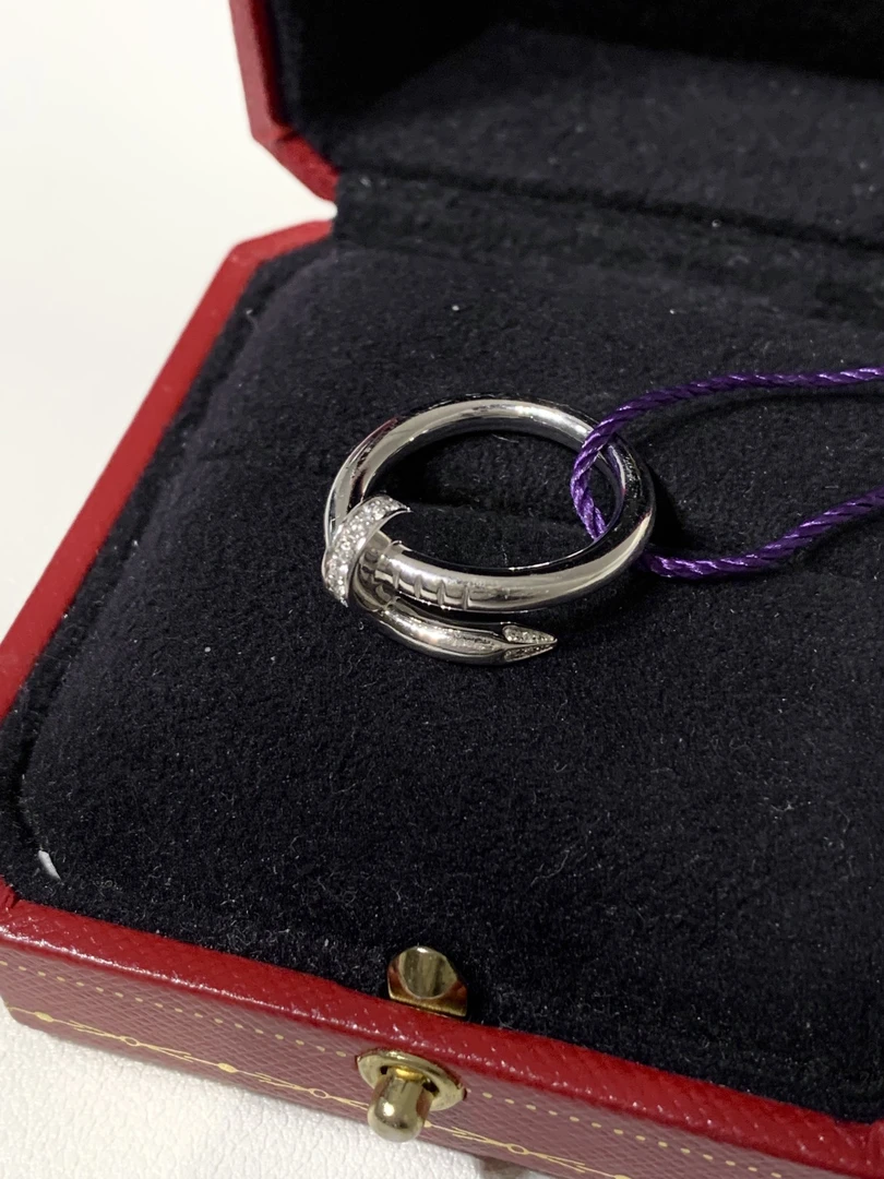 99新 Cartier/卡地亚 HIHI/卡地亚 银色镶钻钉子戒指/8220225