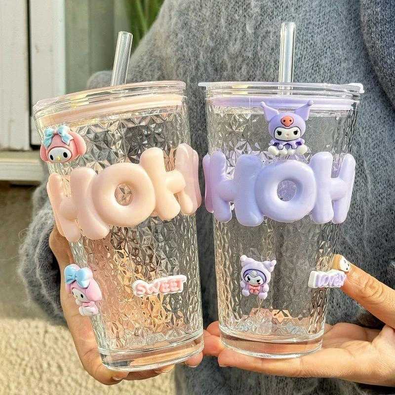 韩系杯子ins高颜值女大容量学生办公室家用咖啡果汁水杯便携带盖