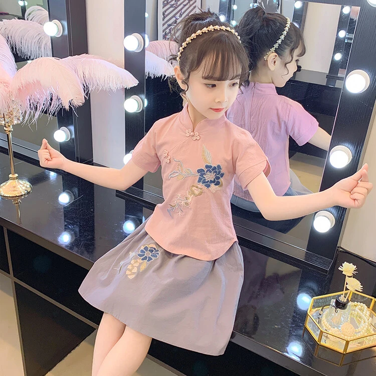 女童汉服夏季两件套装儿童古装超仙女中国风唐装6-12岁小女孩裙子
