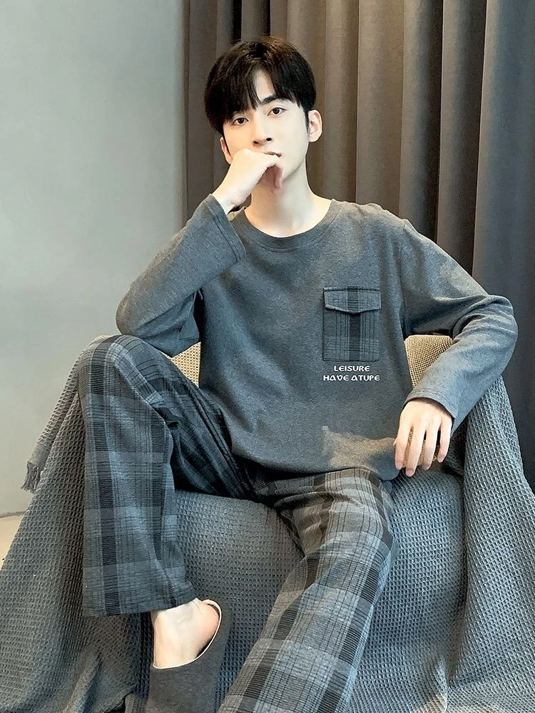 多款选择 男士德绒保暖厚款长袖长裤可外穿睡衣家居服套装HMF