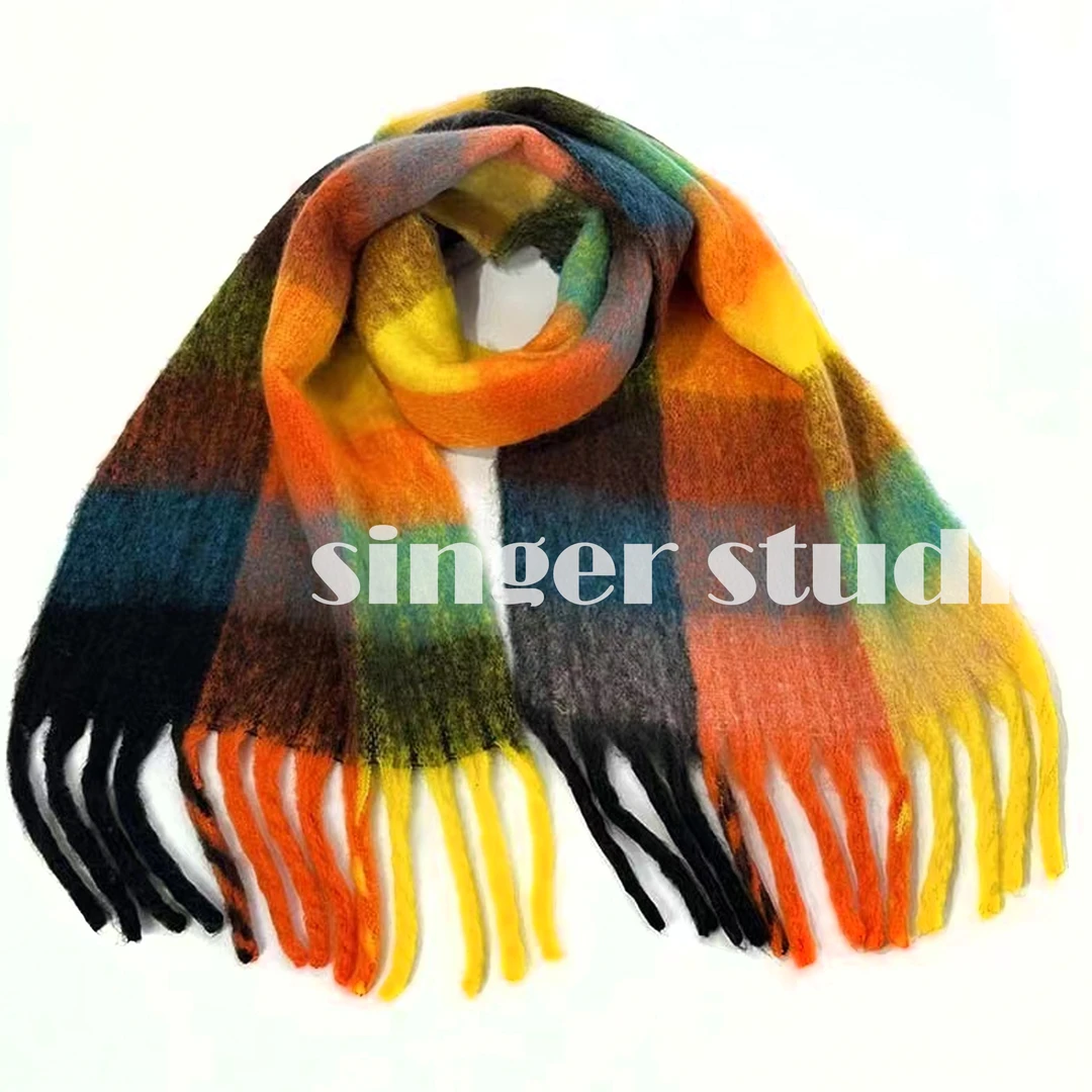 【新歌】秋冬时尚百搭女士长款经典长方形保暖格纹围巾251Q010