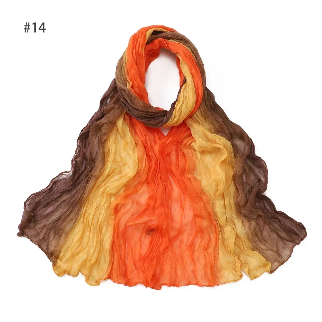 百搭春秋时尚长款文艺渐变遮阳薄款女士渐变色围巾242Q163