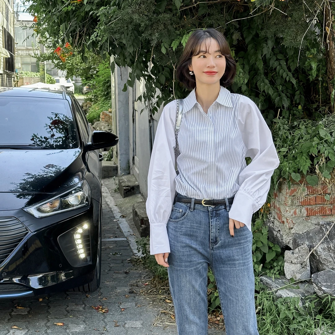 「新品」【线条留白】撞色条纹衬衫FS305S032