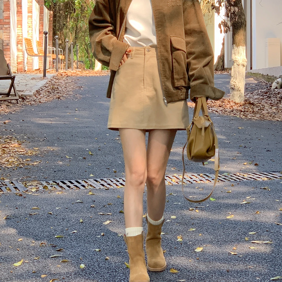 新品-【豆乳威化】FS406X110灯芯绒半裙