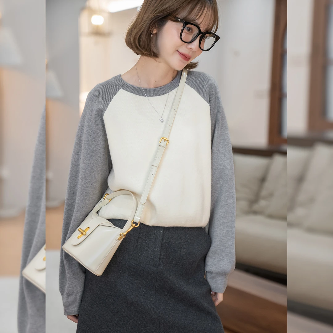 新品-【舒适区】FS408S028撞色插肩袖毛衣【ZY专属】