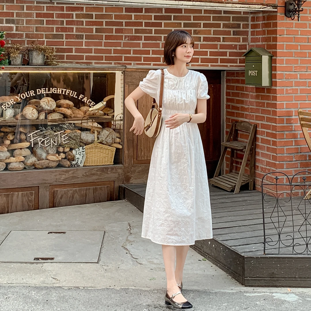 现货-【栀子甜心】蝴蝶结绣花连衣裙FS404L026