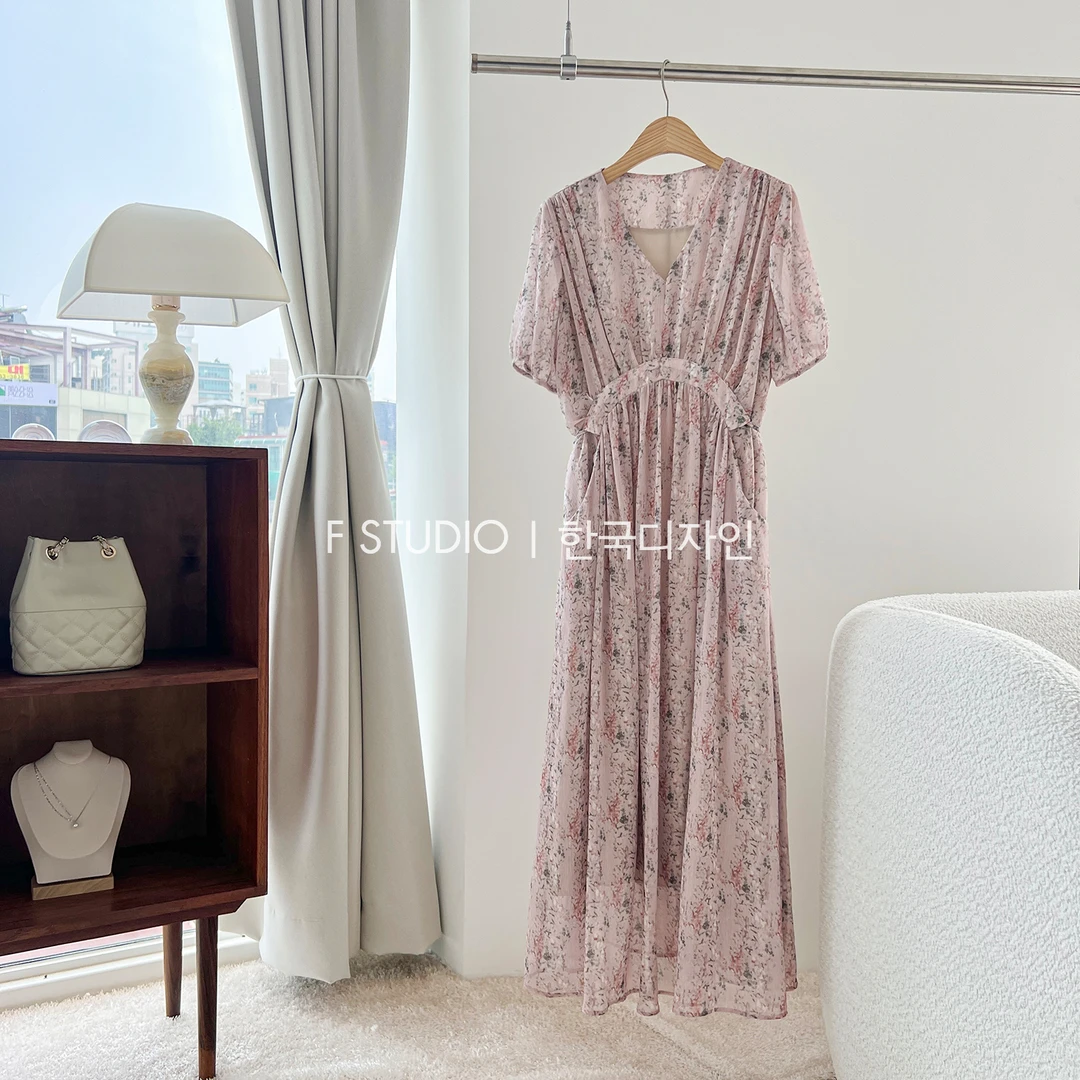 「现货」【海棠微雨】碎花系腰连衣裙FS305L038