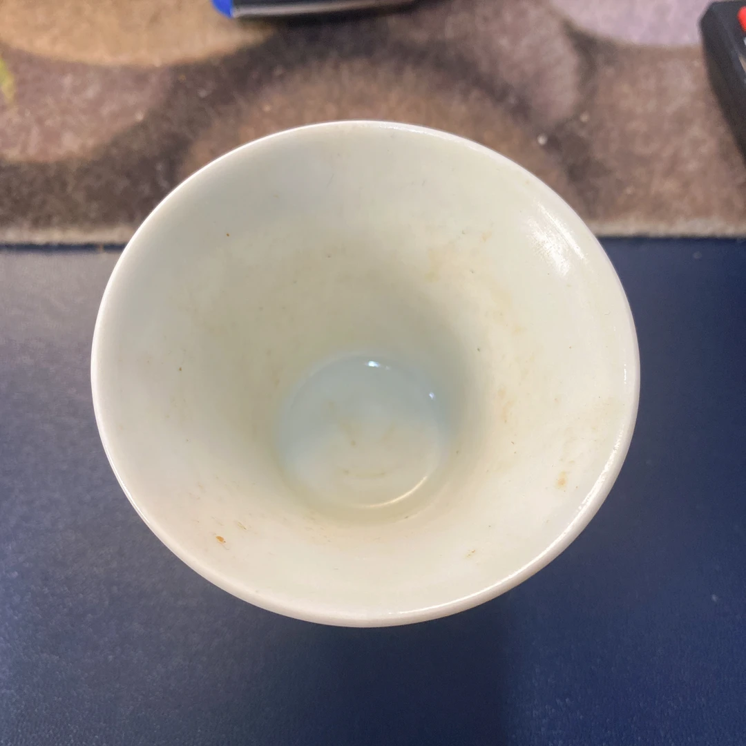 青花寿字纹马蹄杯陶瓷手工柴窑
