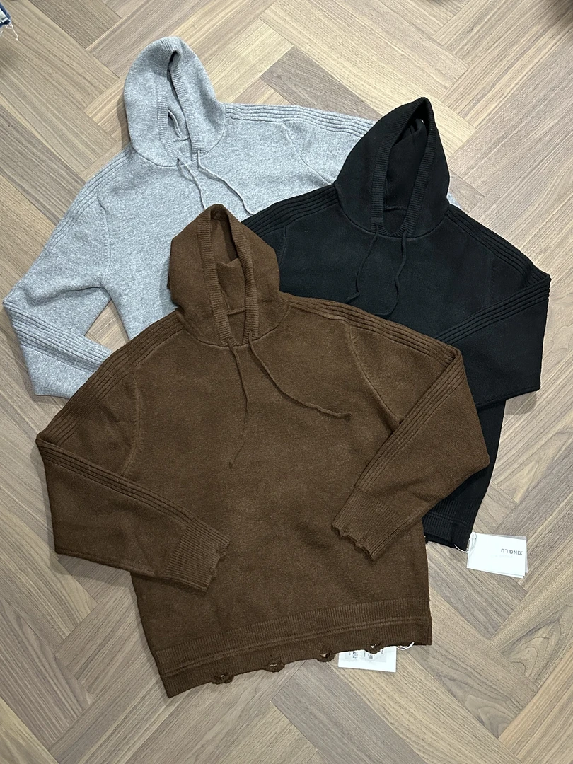 细节拉满连帽毛衣！秋冬加厚休闲时尚保暖百搭长袖毛衣男女可穿