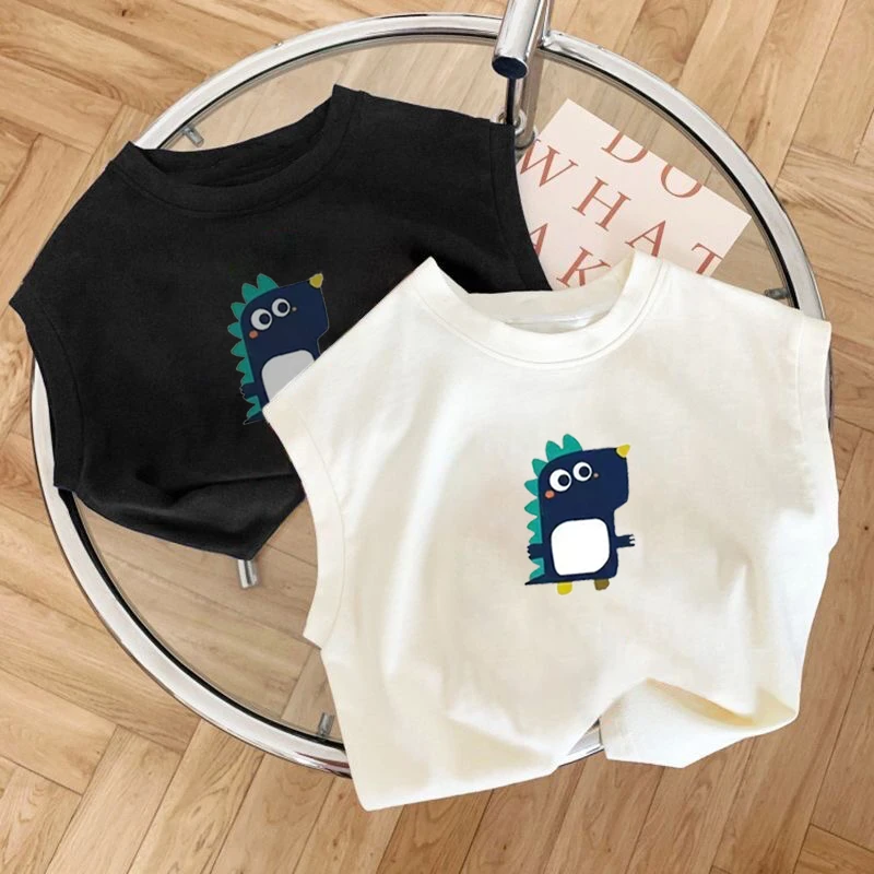 纯棉小背心儿童夏季爆款无袖T恤中小童宝宝卡通印花上衣男女童衫