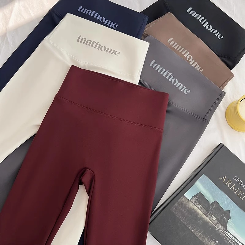 安可拉红磨毛鲨鱼裤女2025秋冬新款高腰瑜伽芭比裤保暖打底裤外穿