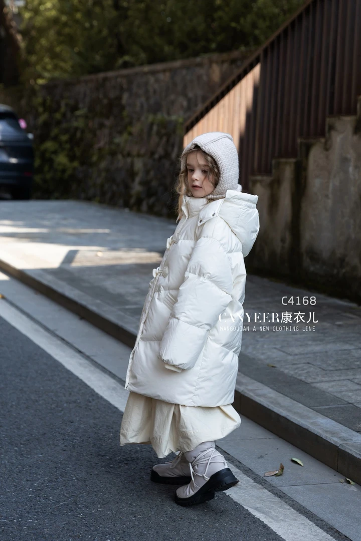 【1680】女童冬季中长款羽绒服三防连帽加厚保暖外套