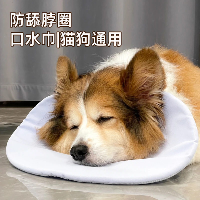 宠物伊丽莎白圈柯基柴犬比熊中小型犬防舔口水巾围巾防口水围兜猫