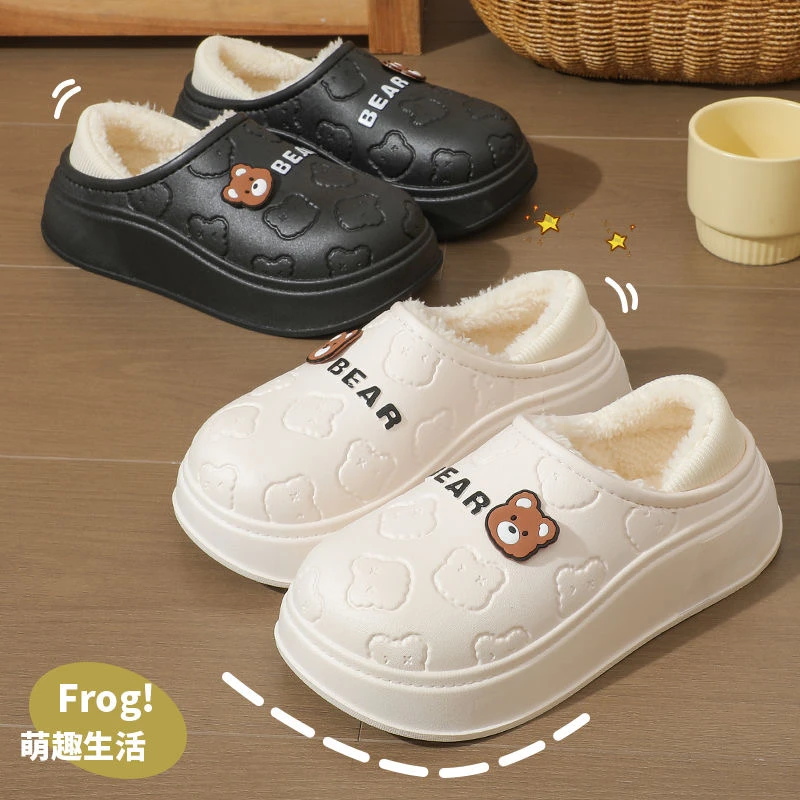 情侣款棉拖鞋女冬季防水外穿防滑保暖软底厚底加绒秋冬季拖鞋冬天