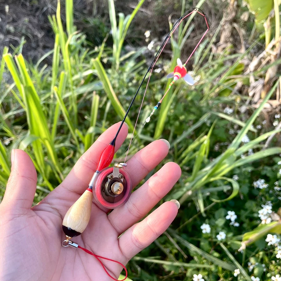 纯手工制作迷你袖珍半钛小物钓竿微物竿冰钓竿亲子儿童鱼竿套装