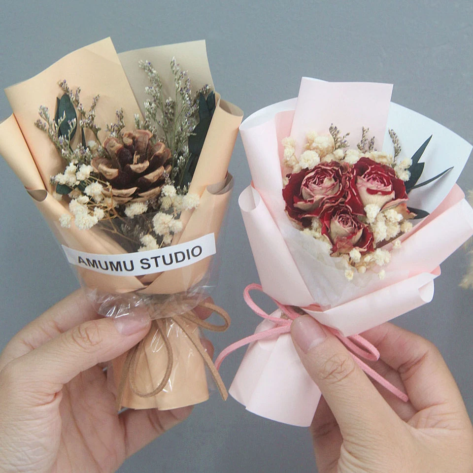 口袋迷你小花束永生花结婚伴手礼节日精致礼物mini干花见面礼物