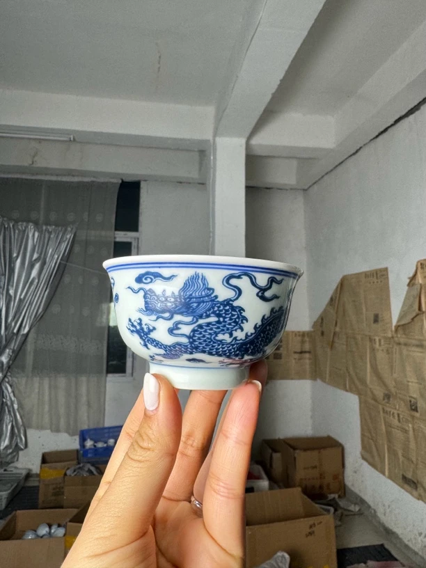 青花元龙景德镇陶瓷主人杯100cc石榴杯