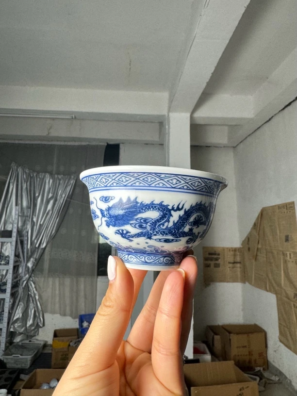 五龙压手主人杯80CC原矿景德镇瓷器