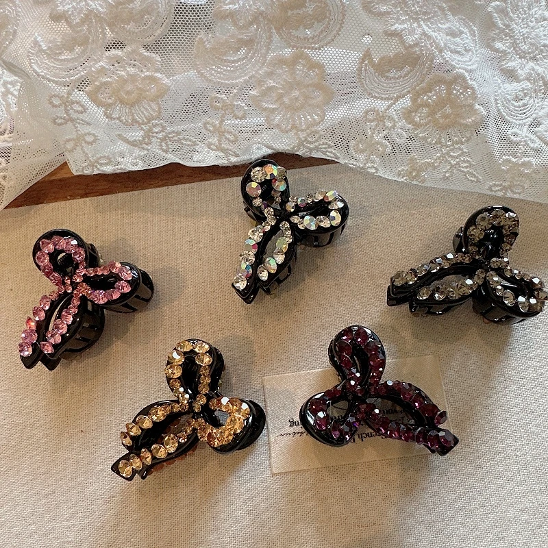 jioli/椒莉韩版优雅高级感小抓夹满钻蝴蝶结刘海侧边夹法式百搭