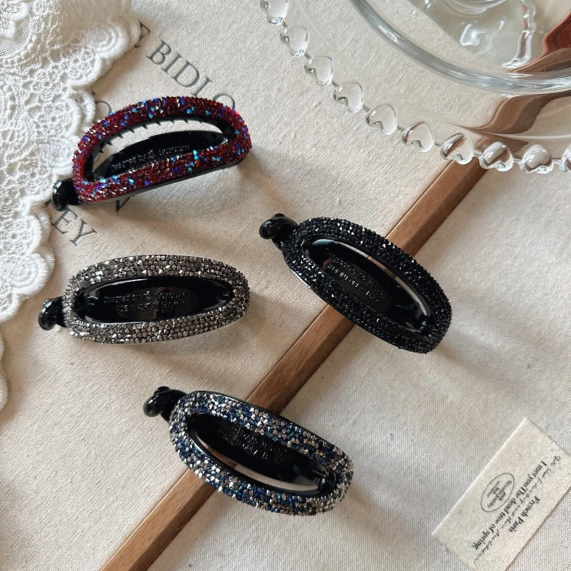 韩国同款网红发饰高级砂糖马尾夹气质简约满钻扭扭夹后脑勺盘发夹