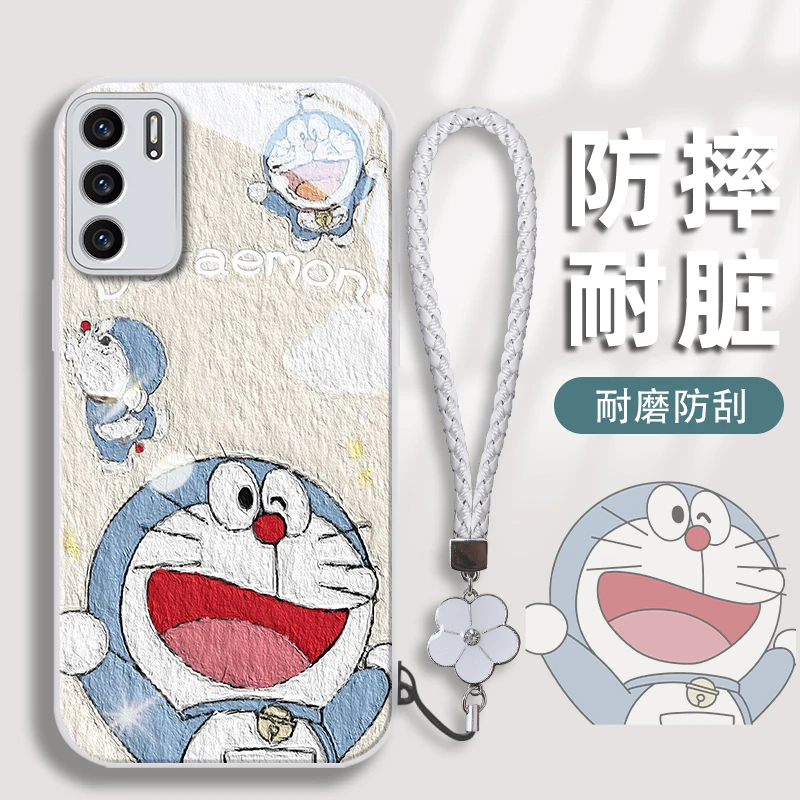 适用华为p40pro手机壳哆啦A梦金漆玻璃壳软边全包防摔保护套