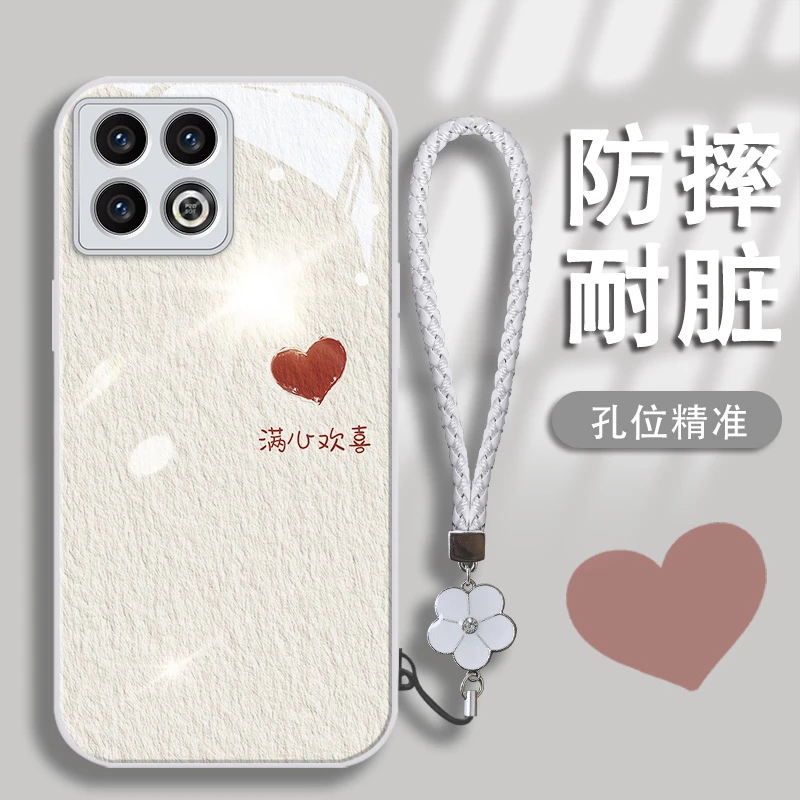 适用一加10pro满心欢喜金漆玻璃手机壳镜头全包防摔女款